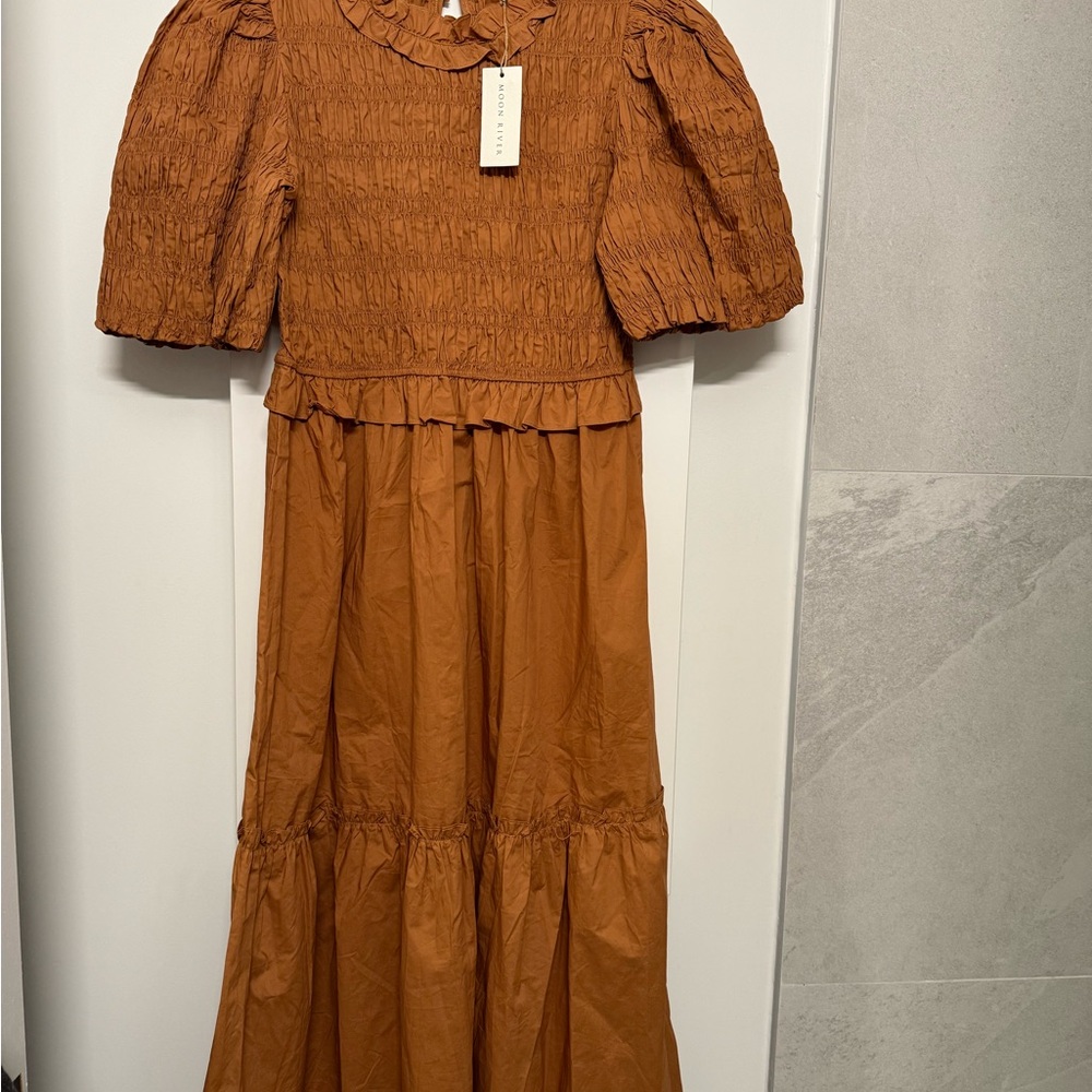 Moon River Women’s  Dress in Warm Brown